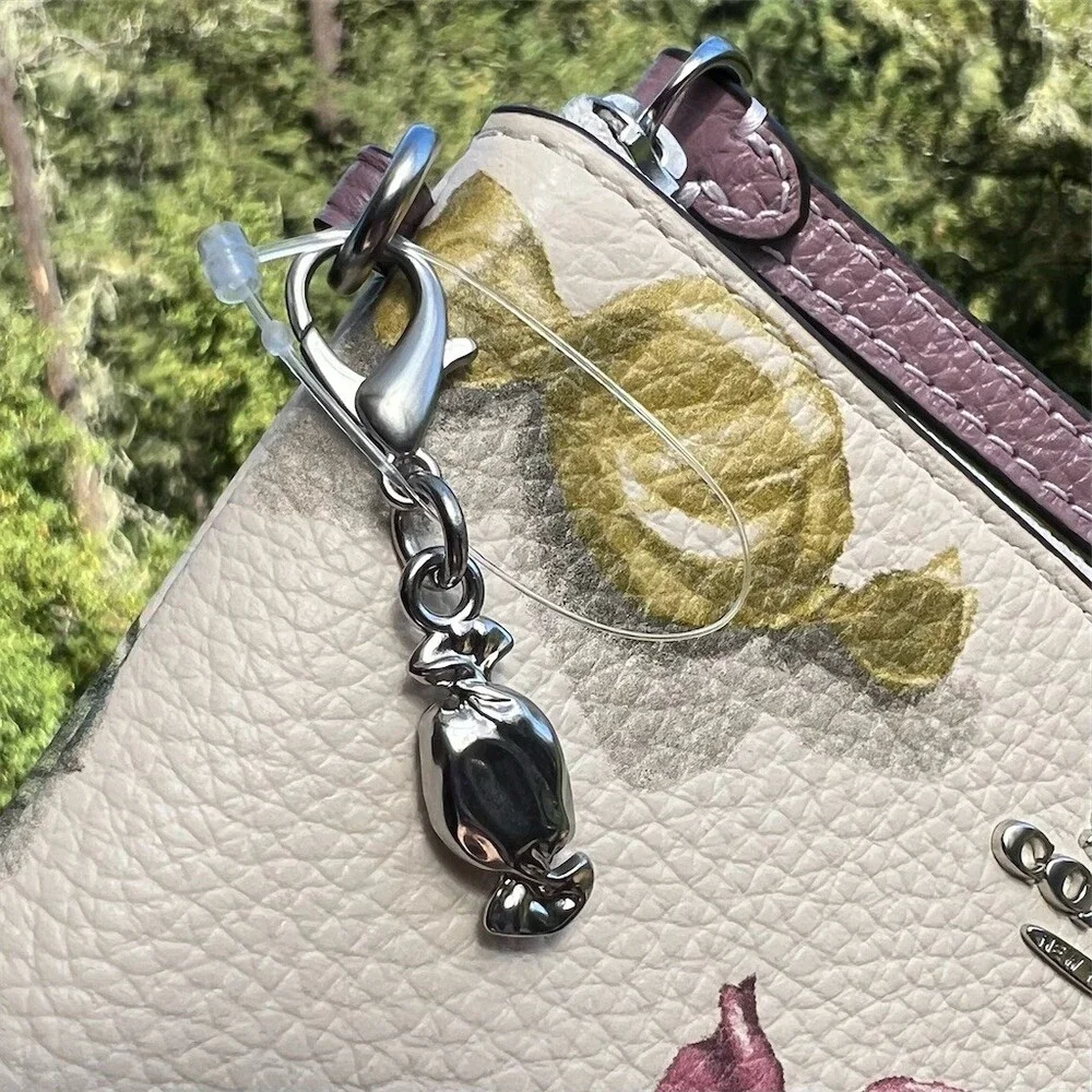 COACH White Pebble Leather Candy Print & Charm Wristlet with Silver Hardware NWT